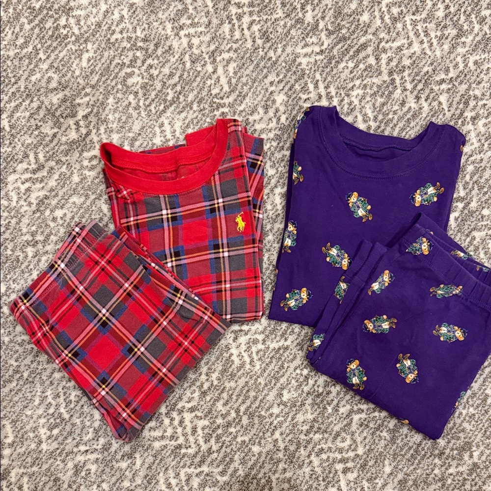 Polo by Ralph Lauren Red and Purple Kids Pajama Sets, size 10